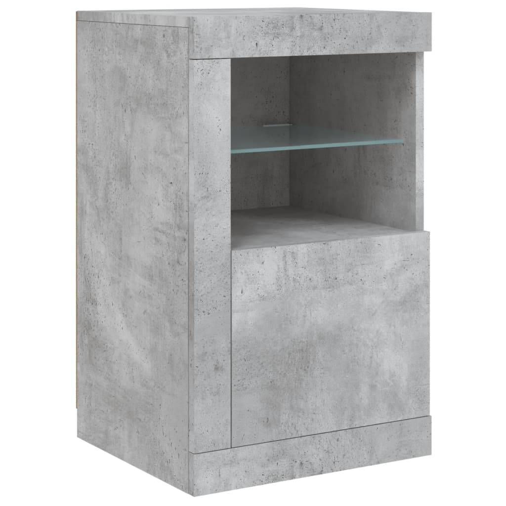 Sideboard with LED Lights Concrete Grey 123x37x67 cm