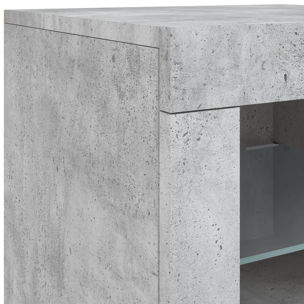 Sideboard with LED Lights Concrete Grey 123x37x67 cm