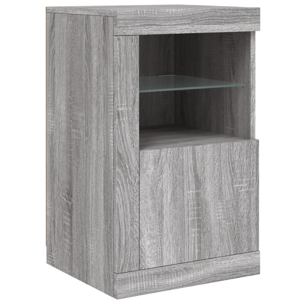 Sideboard with LED Lights Grey Sonoma 123x37x67 cm