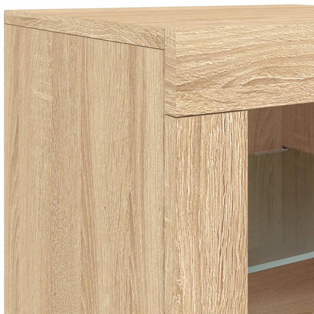 Sideboard with LED Lights Sonoma Oak 142.5x37x67 cm