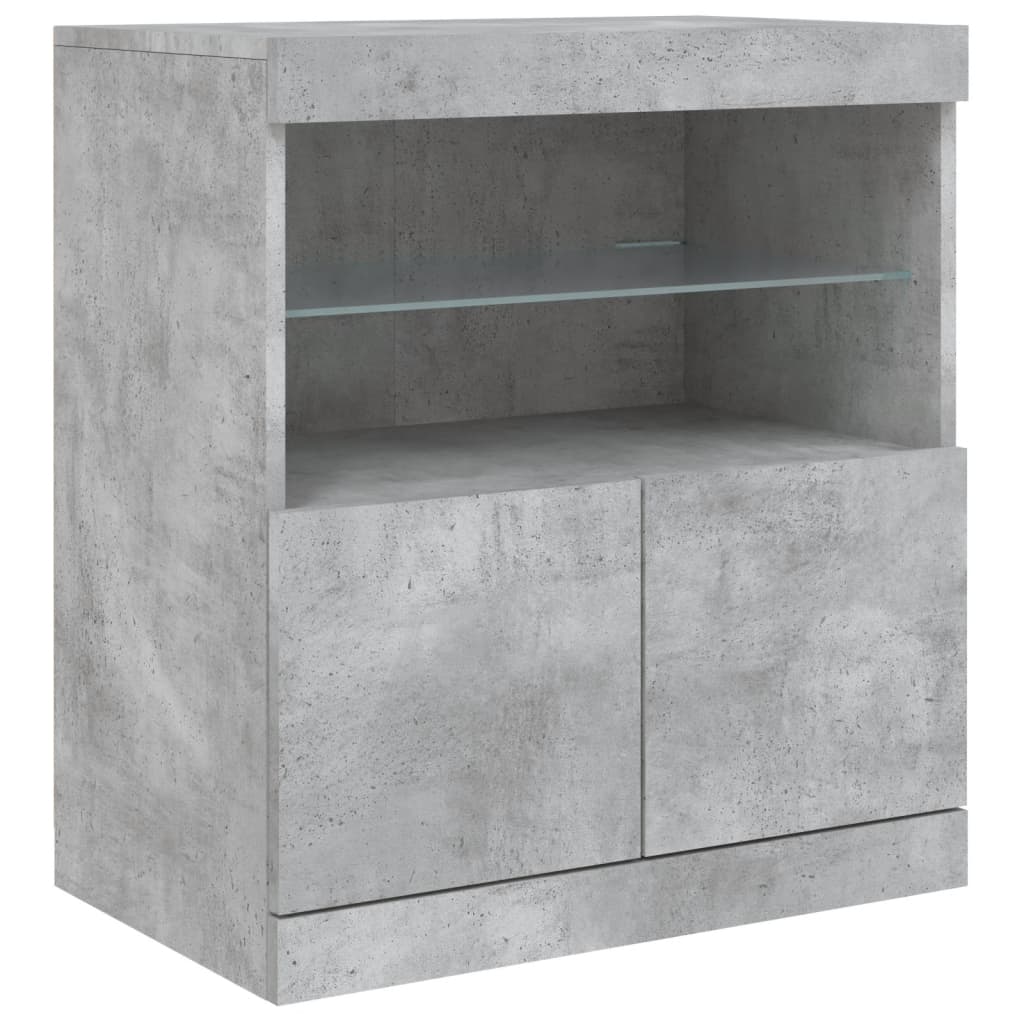 Sideboard with LED Lights Concrete Grey 142.5x37x67 cm