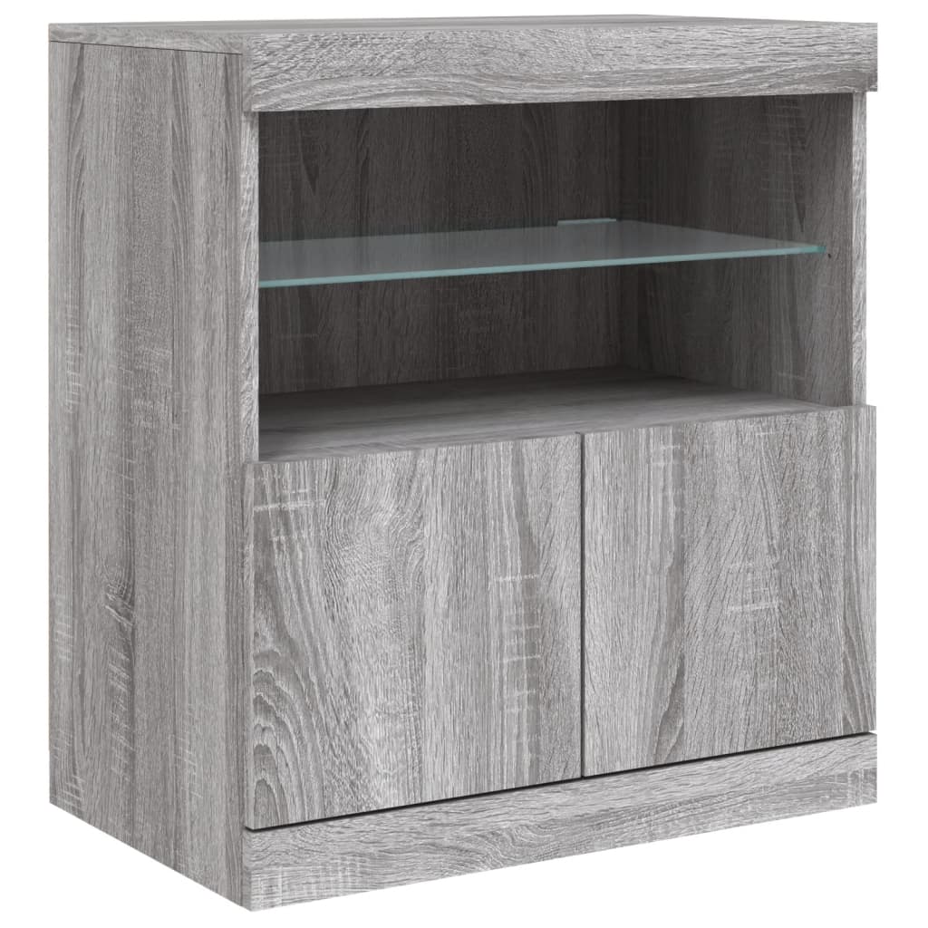 Sideboard with LED Lights Grey Sonoma 142.5x37x67 cm