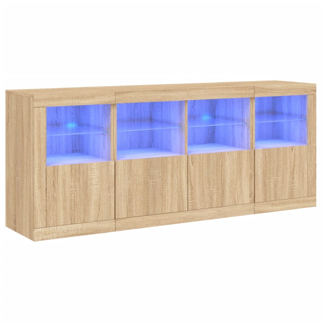 Sideboard with LED Lights Sonoma Oak 163x37x67 cm