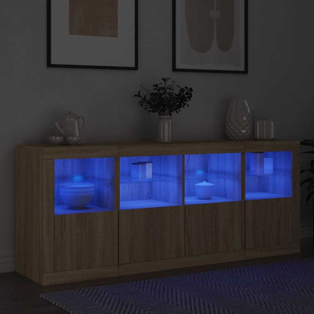 Sideboard with LED Lights Sonoma Oak 163x37x67 cm