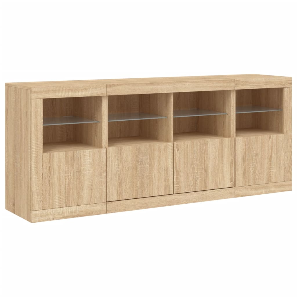 Sideboard with LED Lights Sonoma Oak 163x37x67 cm