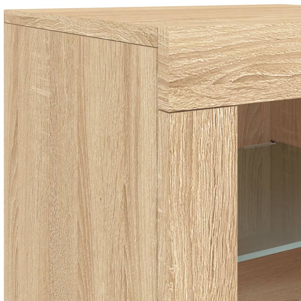 Sideboard with LED Lights Sonoma Oak 163x37x67 cm