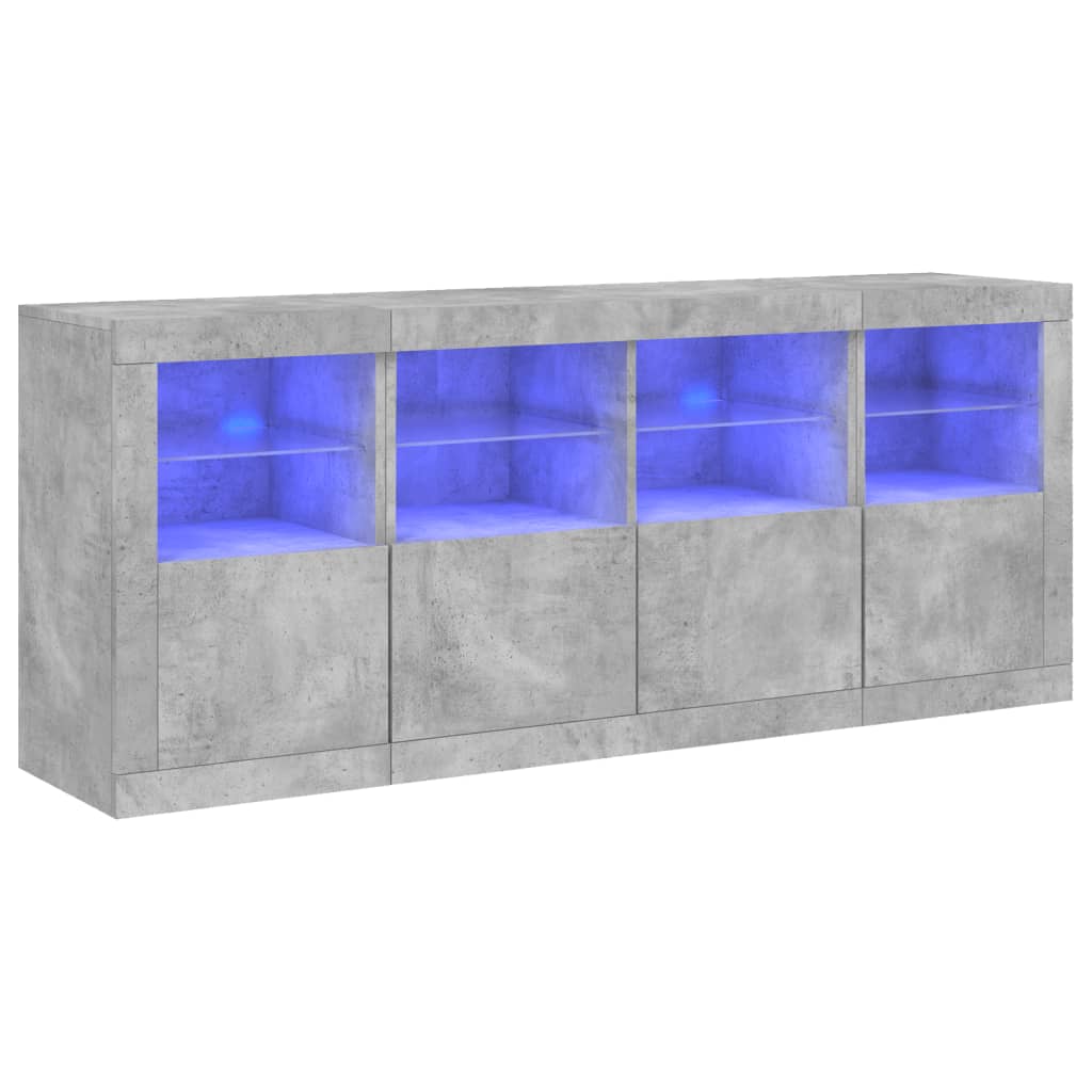 Sideboard with LED Lights Concrete Grey 163x37x67 cm