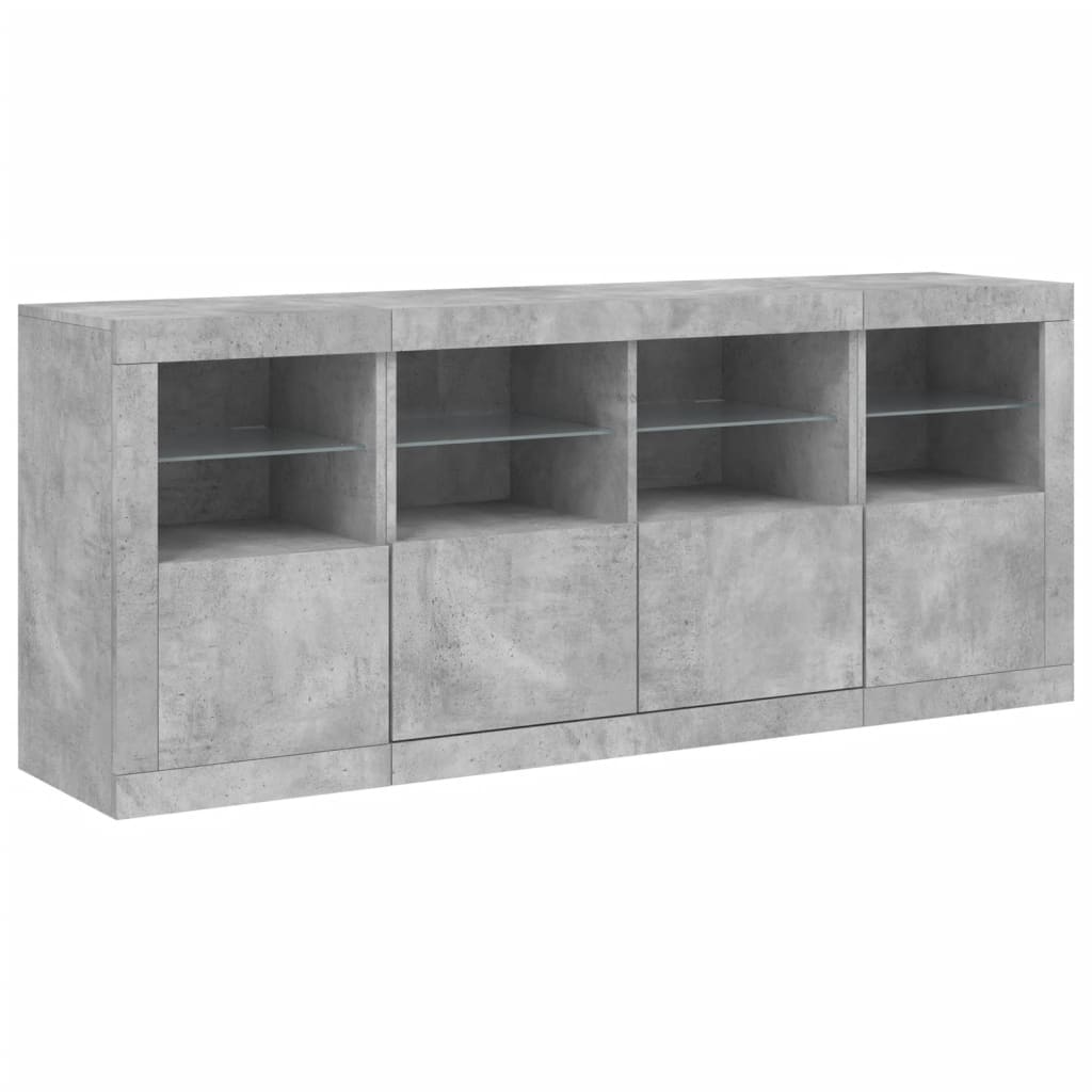 Sideboard with LED Lights Concrete Grey 163x37x67 cm