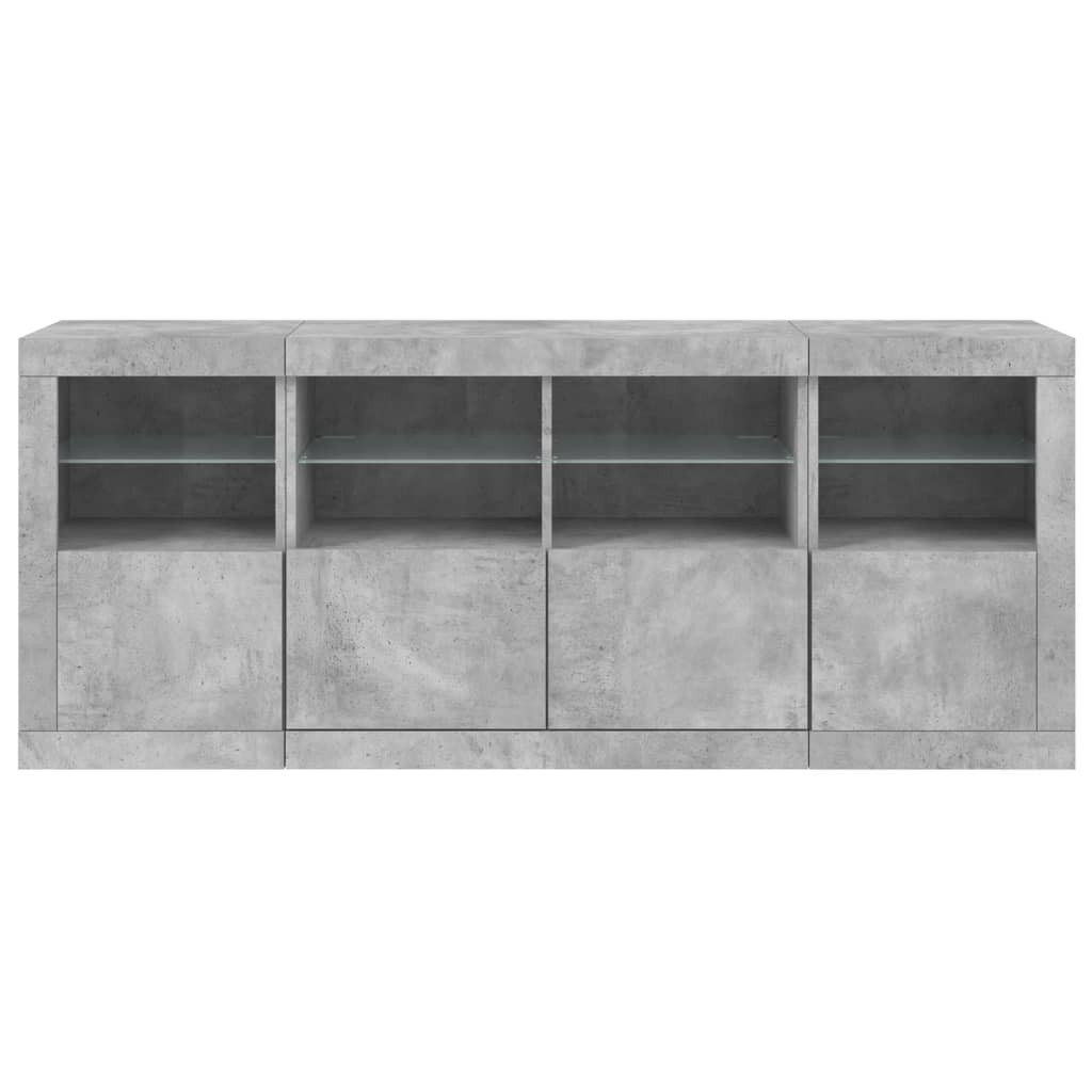 Sideboard with LED Lights Concrete Grey 163x37x67 cm