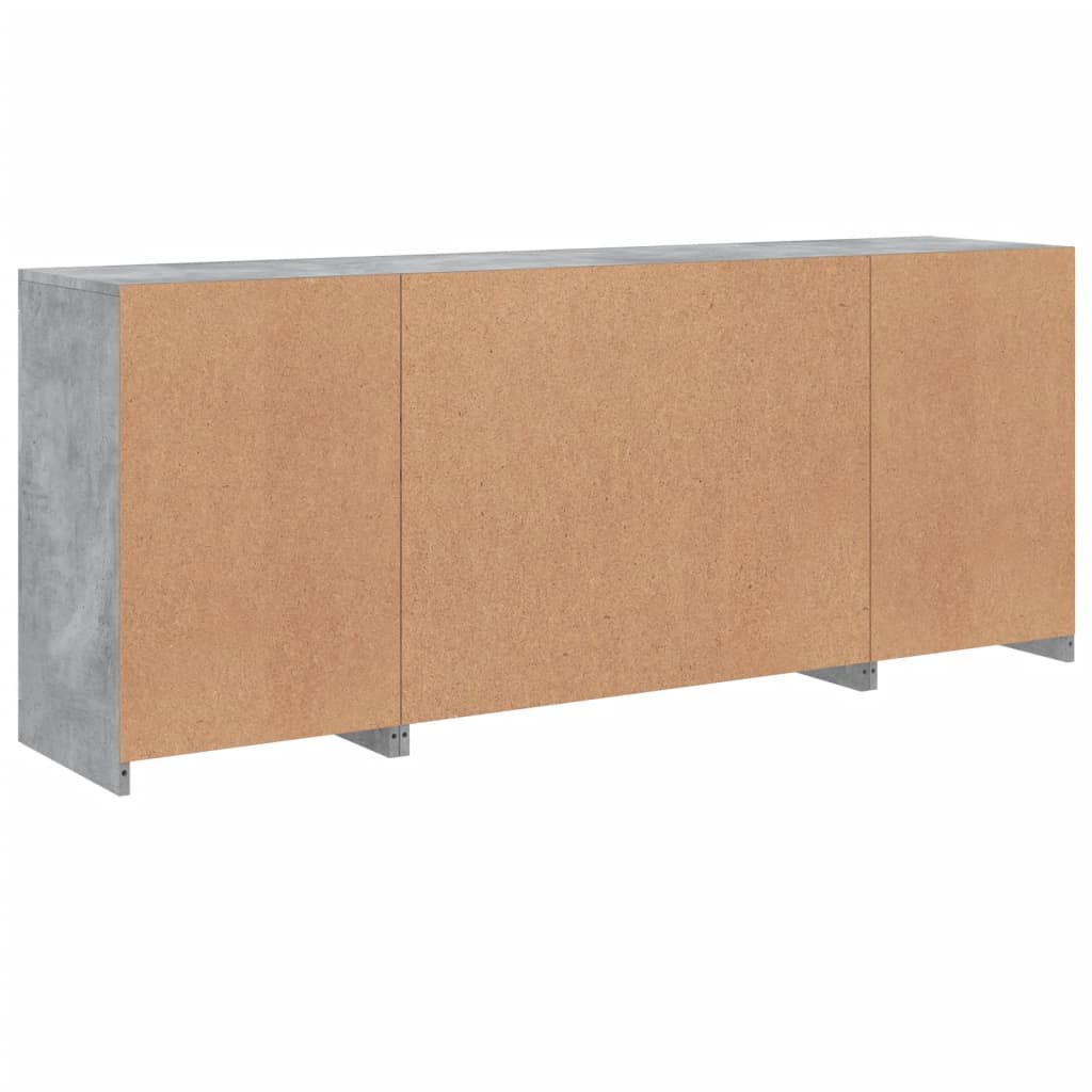 Sideboard with LED Lights Concrete Grey 163x37x67 cm
