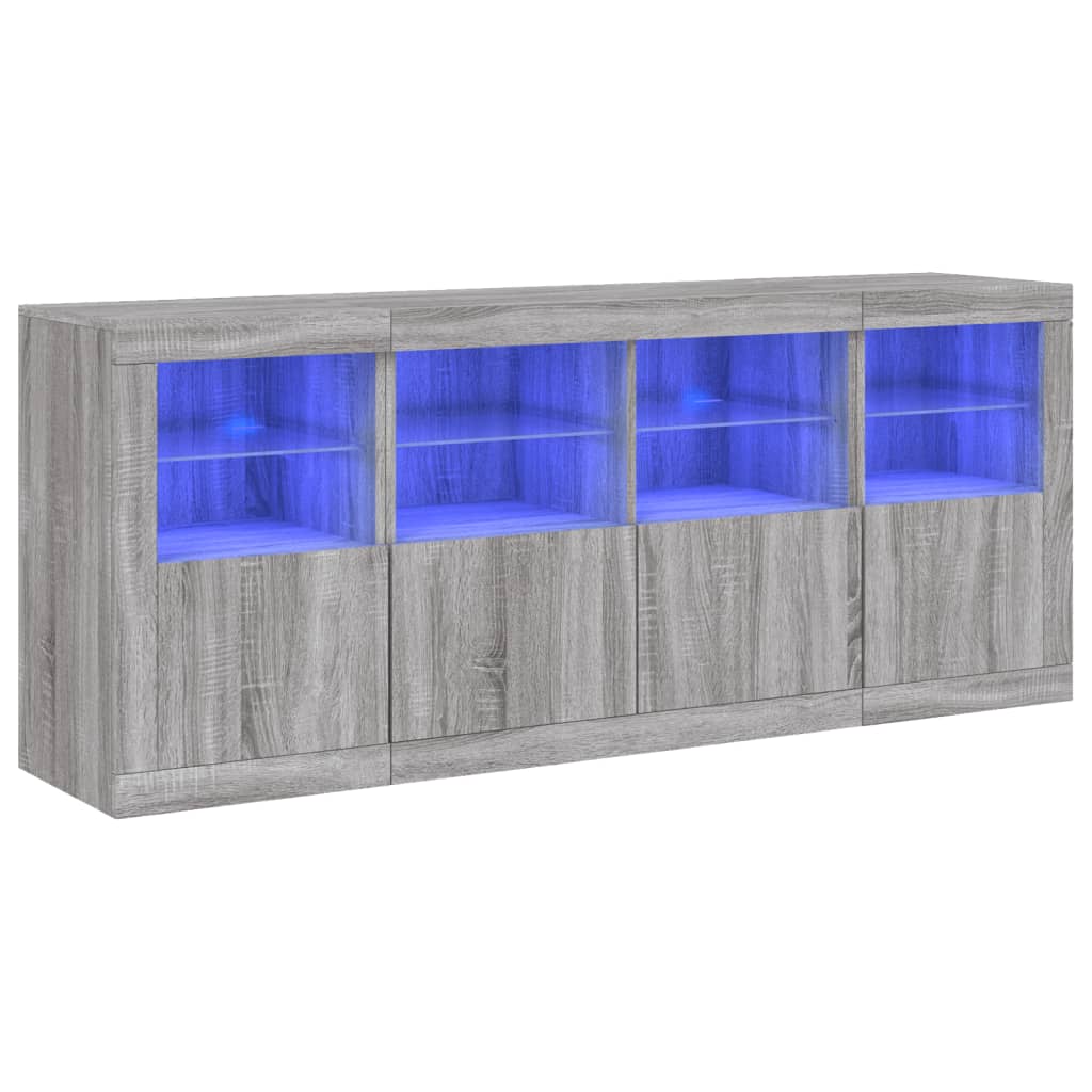 Sideboard with LED Lights Grey Sonoma 163x37x67 cm