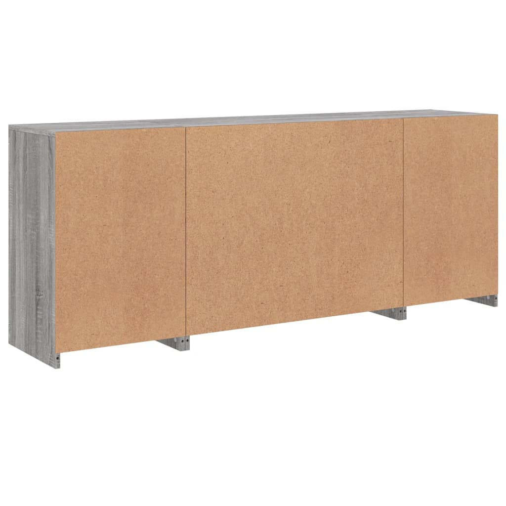 Sideboard with LED Lights Grey Sonoma 163x37x67 cm