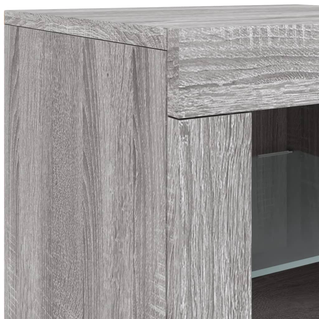 Sideboard with LED Lights Grey Sonoma 163x37x67 cm