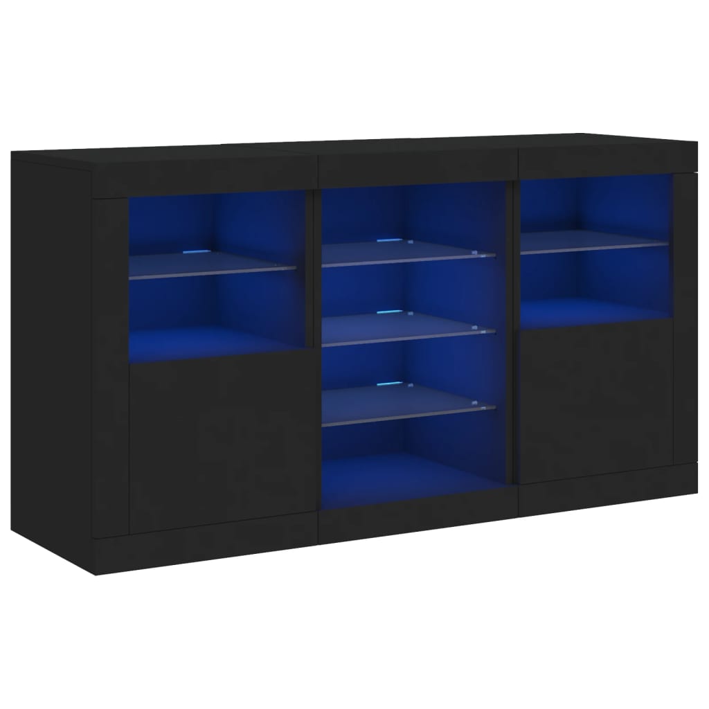 Sideboard with LED Lights Black 123x37x67 cm