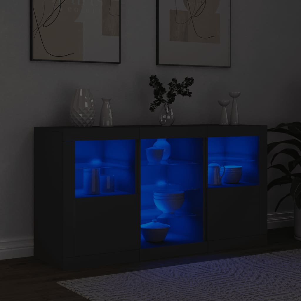 Sideboard with LED Lights Black 123x37x67 cm