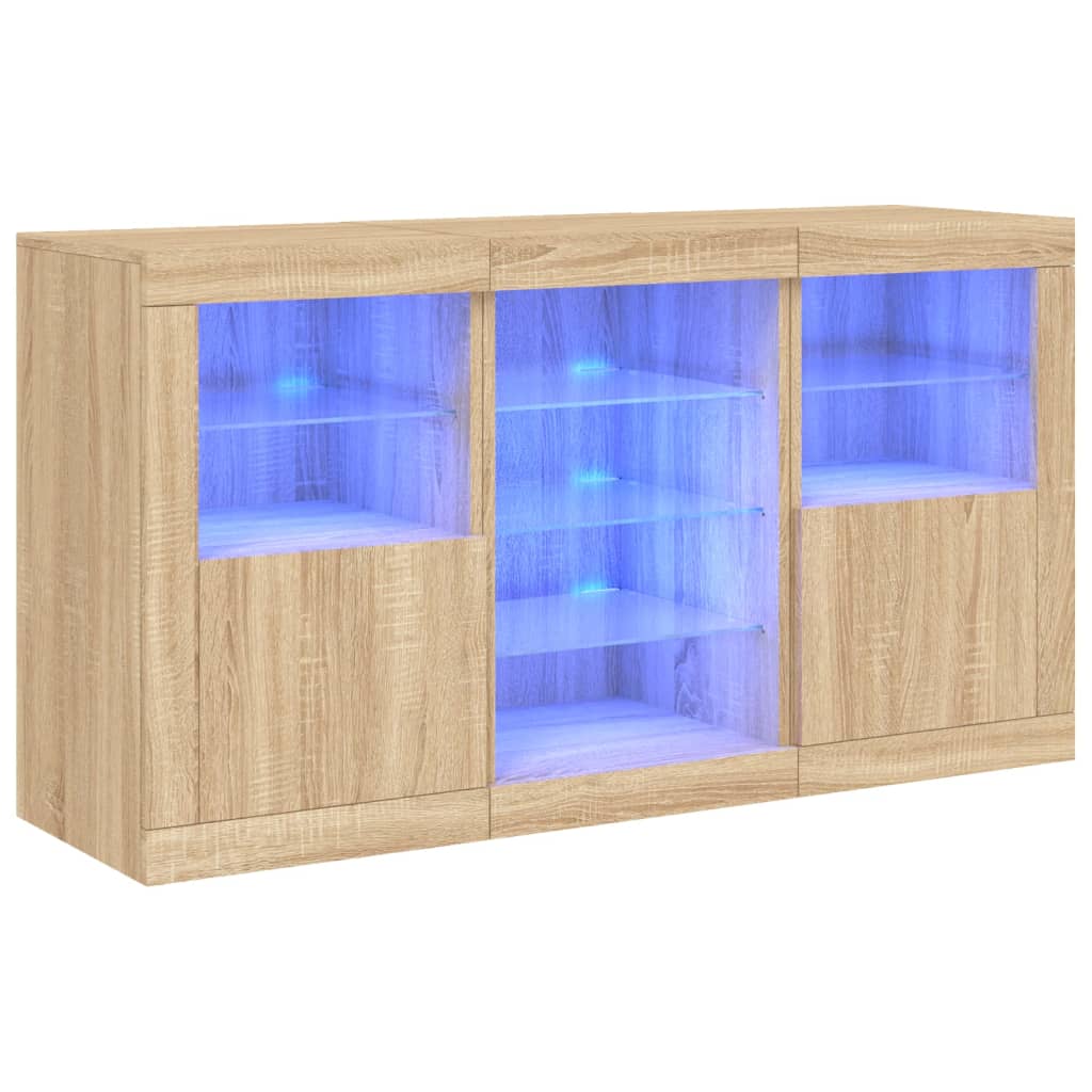 Sideboard with LED Lights Sonoma Oak 123x37x67 cm