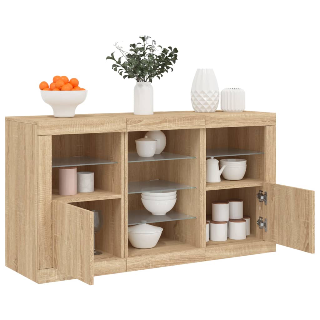 Sideboard with LED Lights Sonoma Oak 123x37x67 cm