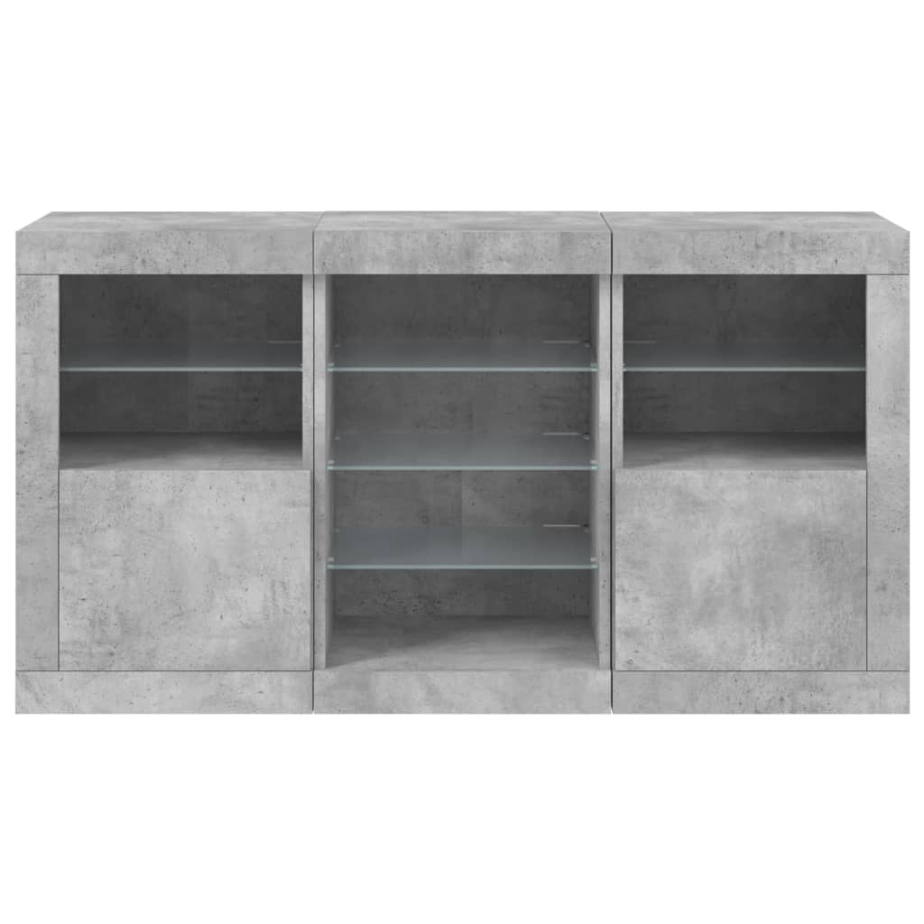 Sideboard with LED Lights Concrete Grey 123x37x67 cm