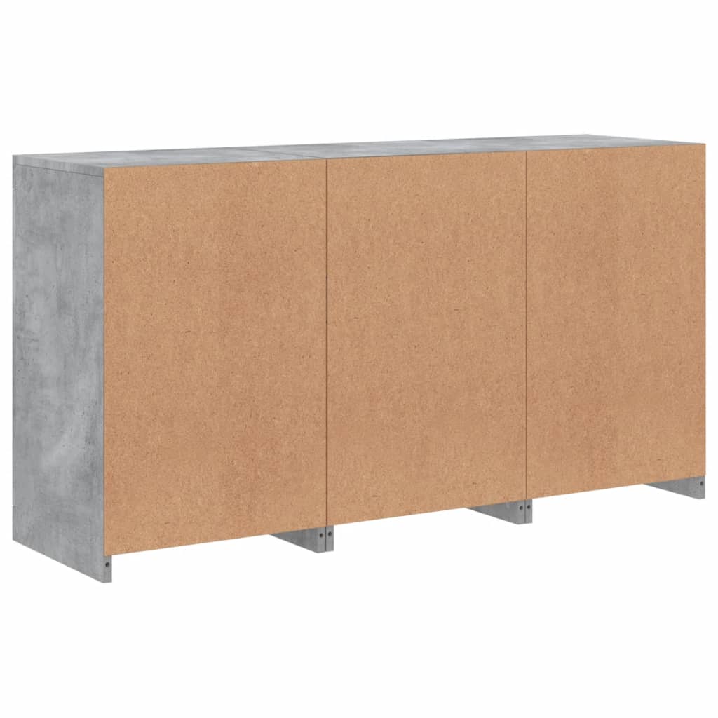 Sideboard with LED Lights Concrete Grey 123x37x67 cm