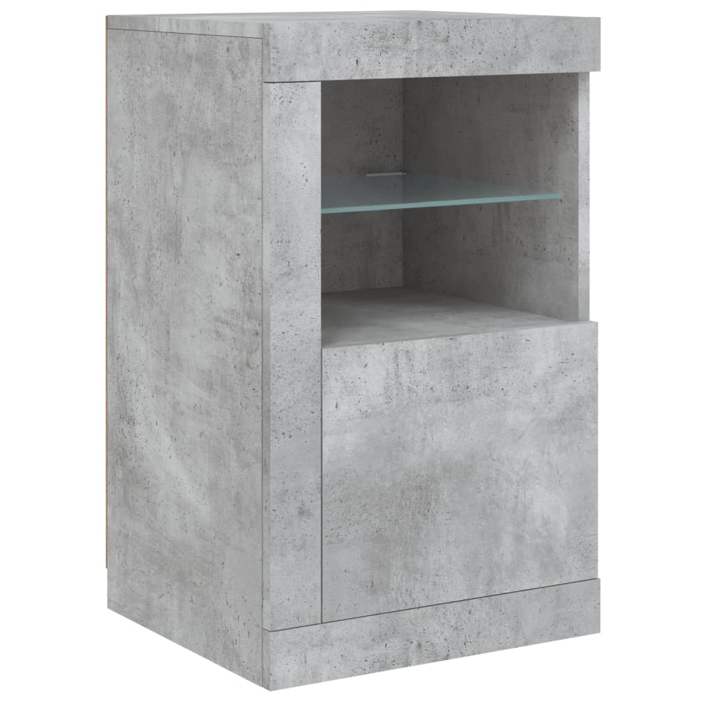 Sideboard with LED Lights Concrete Grey 123x37x67 cm