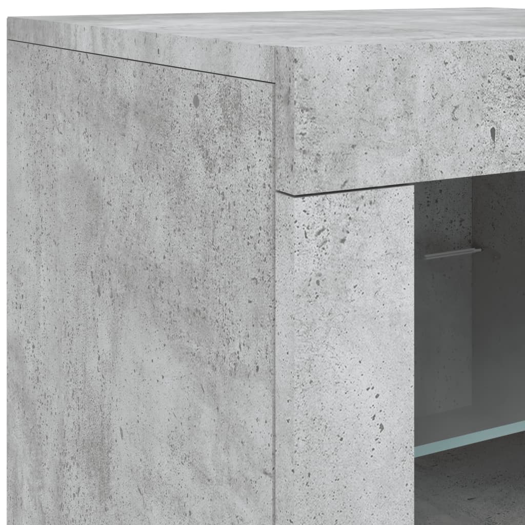 Sideboard with LED Lights Concrete Grey 123x37x67 cm