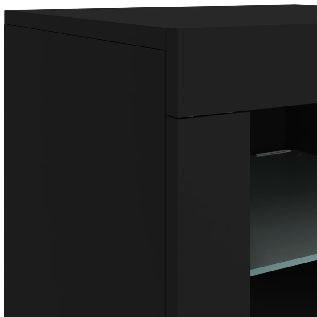 Sideboard with LED Lights Black 142.5x37x67 cm