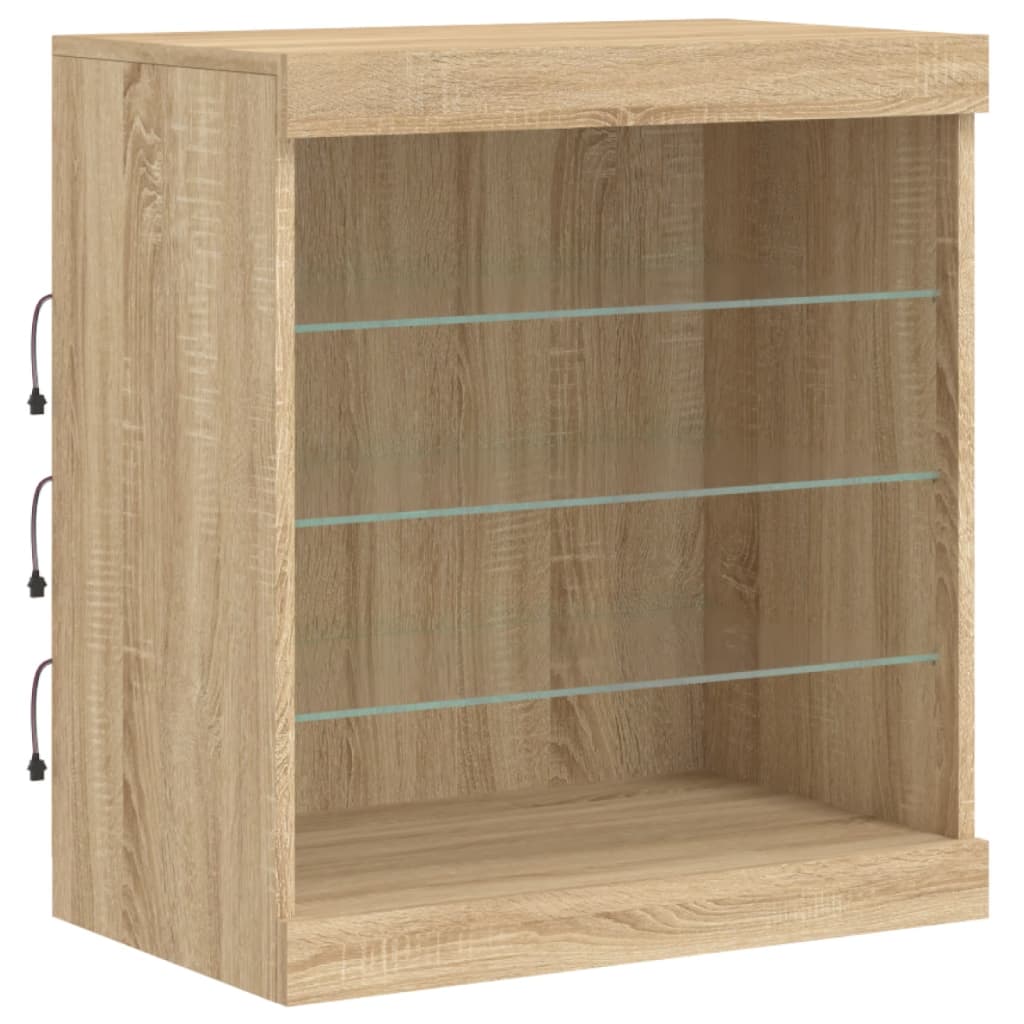 Sideboard with LED Lights Sonoma Oak 142.5x37x67 cm