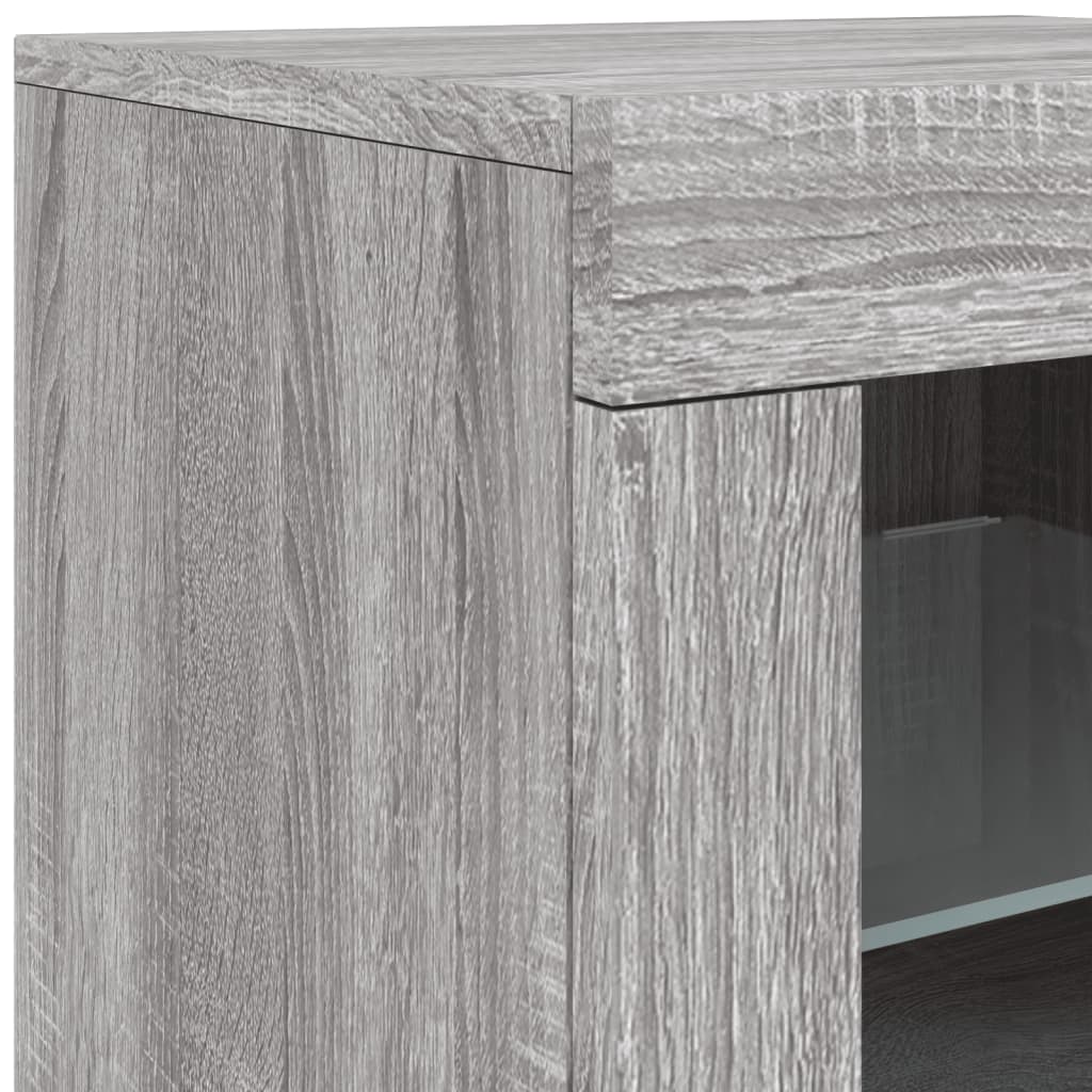 Sideboard with LED Lights Grey Sonoma 142.5x37x67 cm