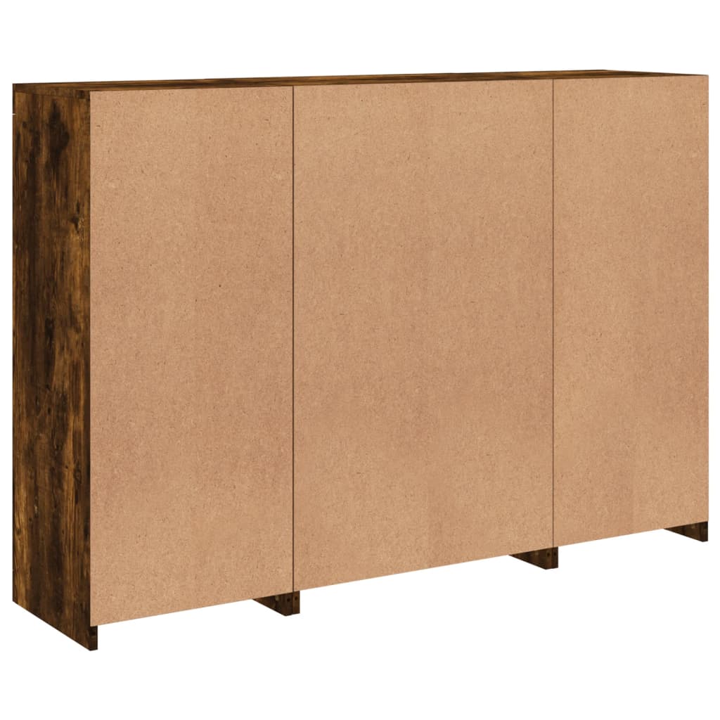 Sideboards with LED Lights 3 pcs Smoked Oak Engineered Wood