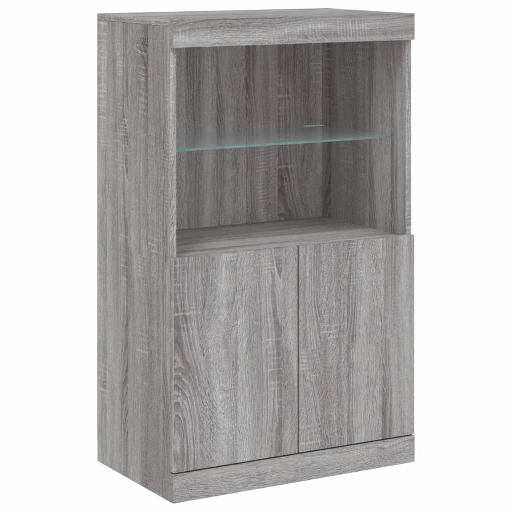 Sideboards with LED Lights 3 pcs Grey Sonoma Engineered Wood