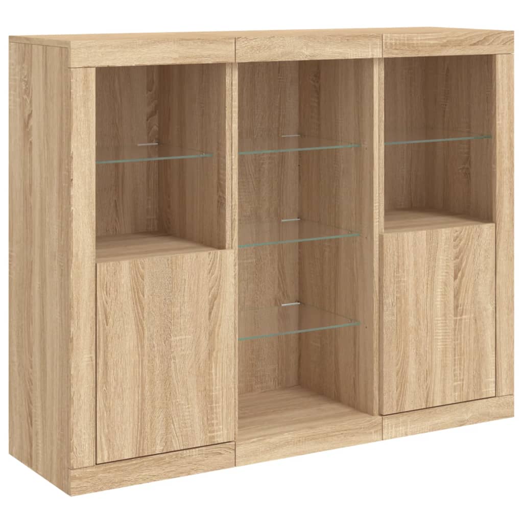 Sideboards with LED Lights 3 pcs Sonoma Oak Engineered Wood