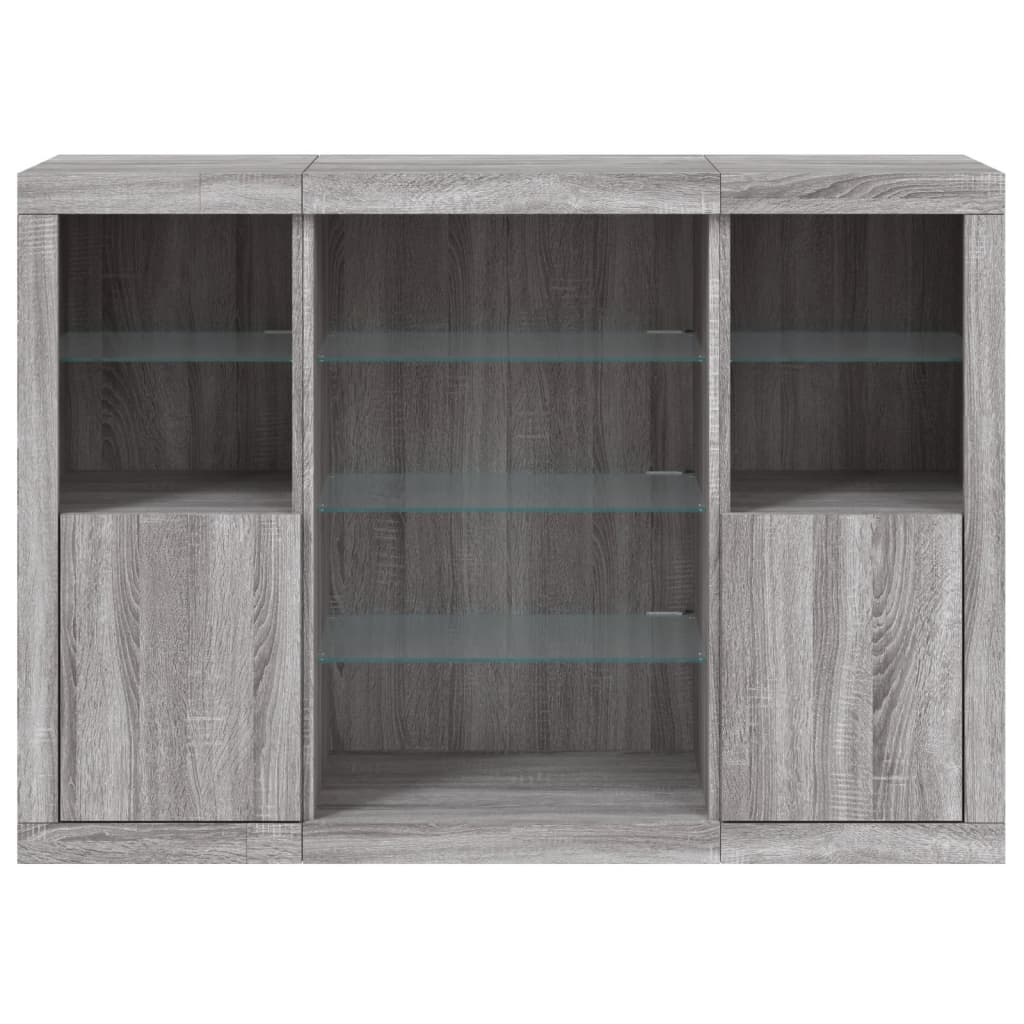Sideboards with LED Lights 3 pcs Grey Sonoma Engineered Wood