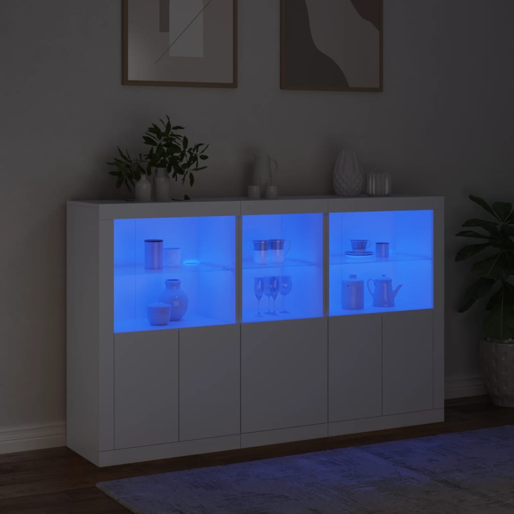 Sideboard with LED Lights White 162x37x100 cm