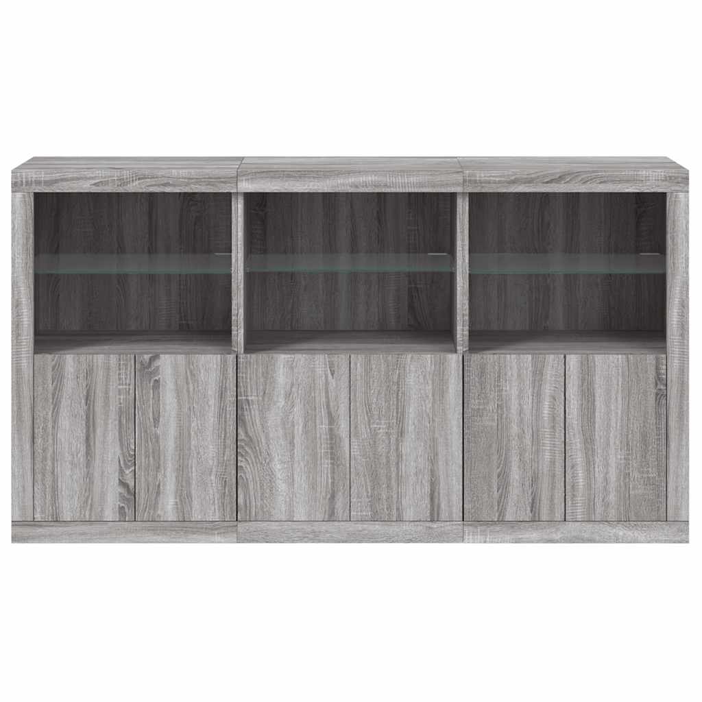 Sideboard with LED Lights Grey Sonoma 181.5x37x100 cm