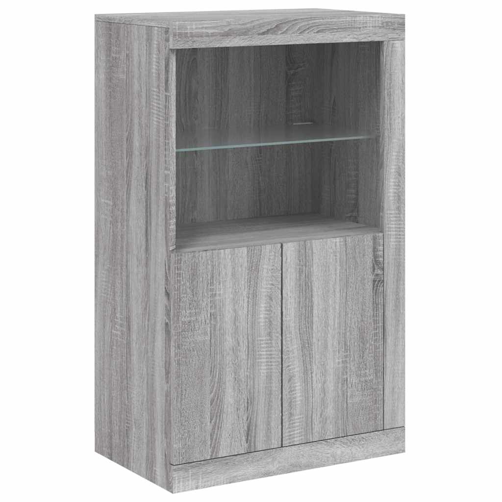 Sideboard with LED Lights Grey Sonoma 181.5x37x100 cm
