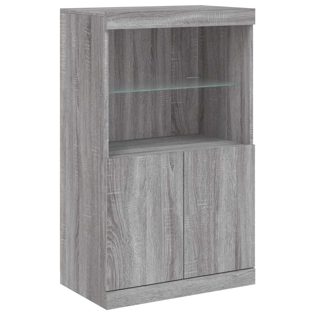 Sideboard with LED Lights Grey Sonoma 181.5x37x100 cm