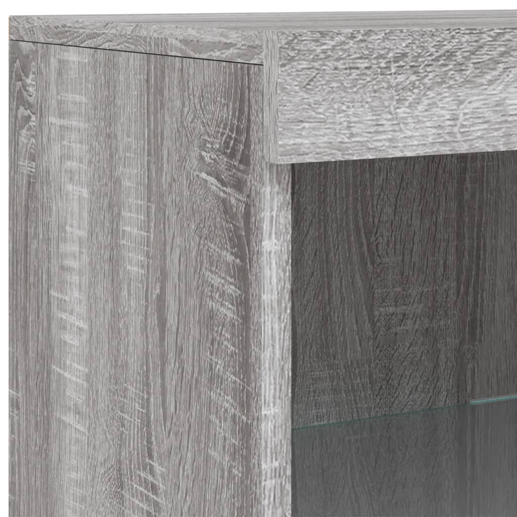 Sideboard with LED Lights Grey Sonoma 162x37x100 cm