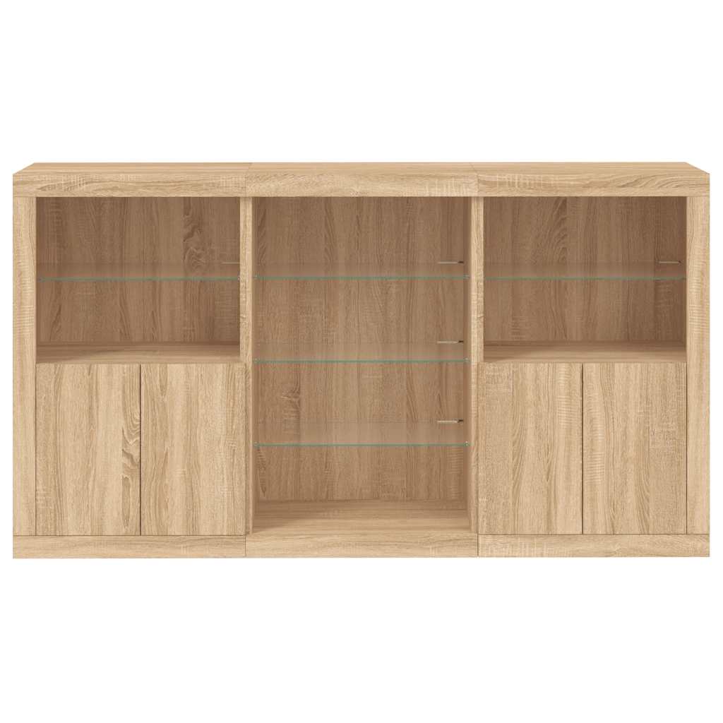 Sideboard with LED Lights Sonoma Oak 181.5x37x100 cm