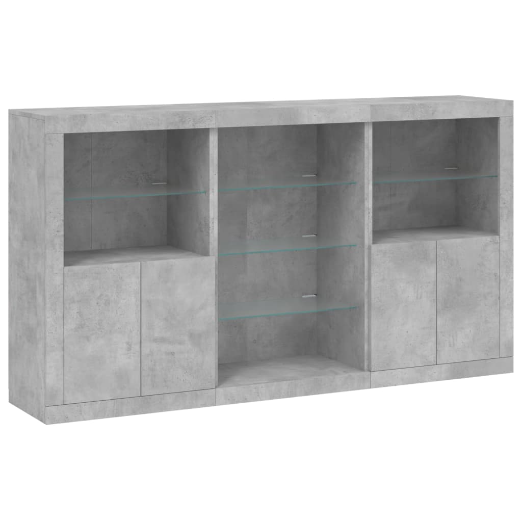 Sideboard with LED Lights Concrete Grey 181.5x37x100 cm