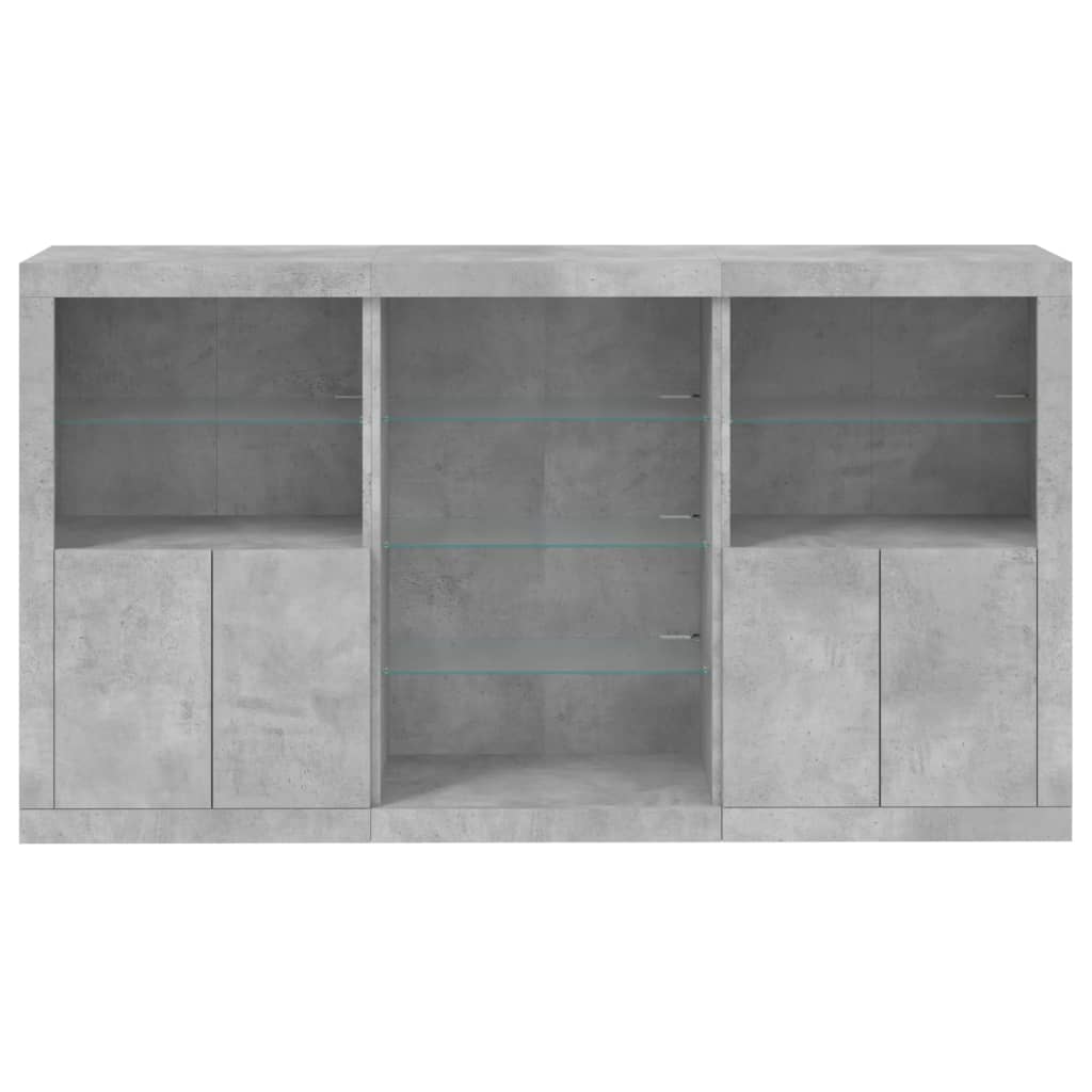 Sideboard with LED Lights Concrete Grey 181.5x37x100 cm