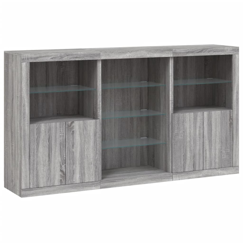 Sideboard with LED Lights Grey Sonoma 181.5x37x100 cm