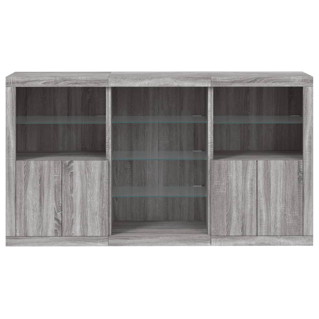 Sideboard with LED Lights Grey Sonoma 181.5x37x100 cm