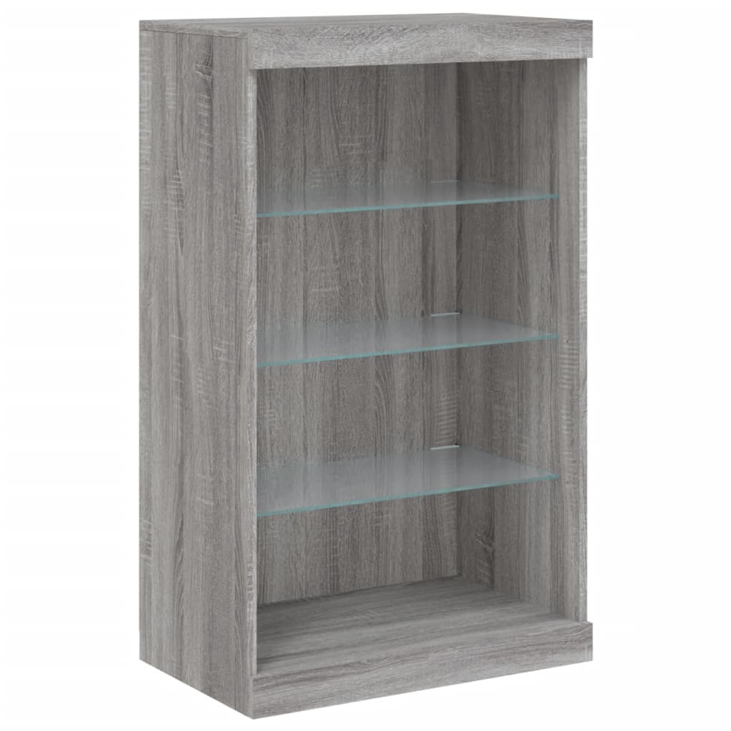 Sideboard with LED Lights Grey Sonoma 181.5x37x100 cm
