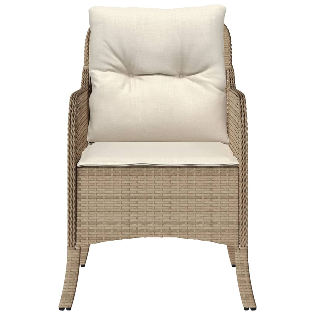 Garden Chairs with Cushions 2 pcs Beige Poly Rattan
