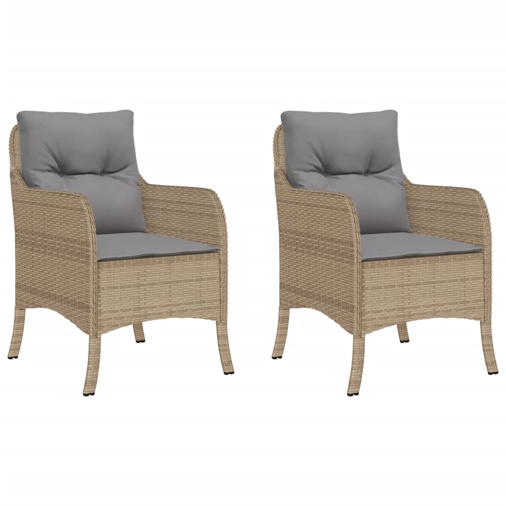 Garden Chairs with Cushions 2 pcs Mix Beige Poly Rattan