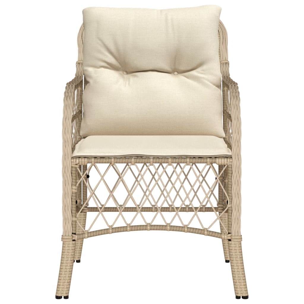 Garden Chairs with Cushions 2 pcs Beige Poly Rattan