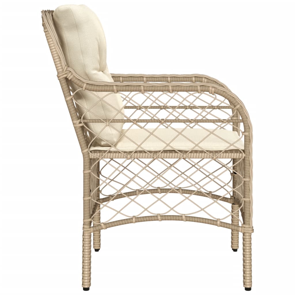 Garden Chairs with Cushions 2 pcs Beige Poly Rattan