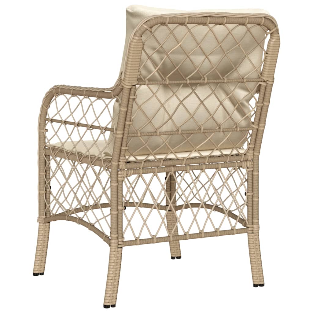 Garden Chairs with Cushions 2 pcs Beige Poly Rattan