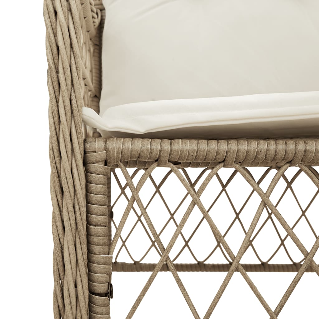 Garden Chairs with Cushions 2 pcs Beige Poly Rattan