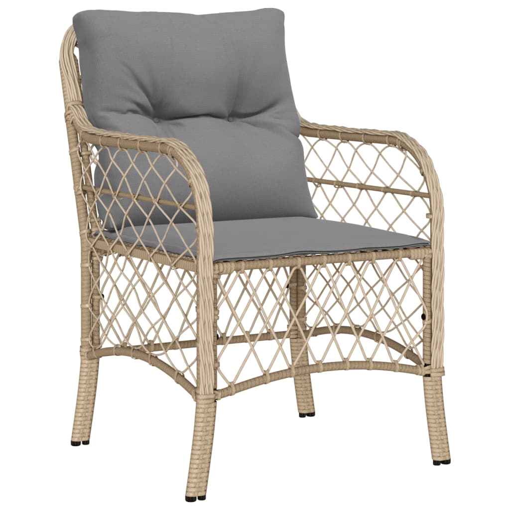 Garden Chairs with Cushions 2 pcs Mix Beige Poly Rattan
